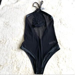 Adore Me Black Motifa Lace Bodysuit Size Small